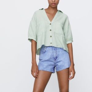 Zara cropped linen shirt